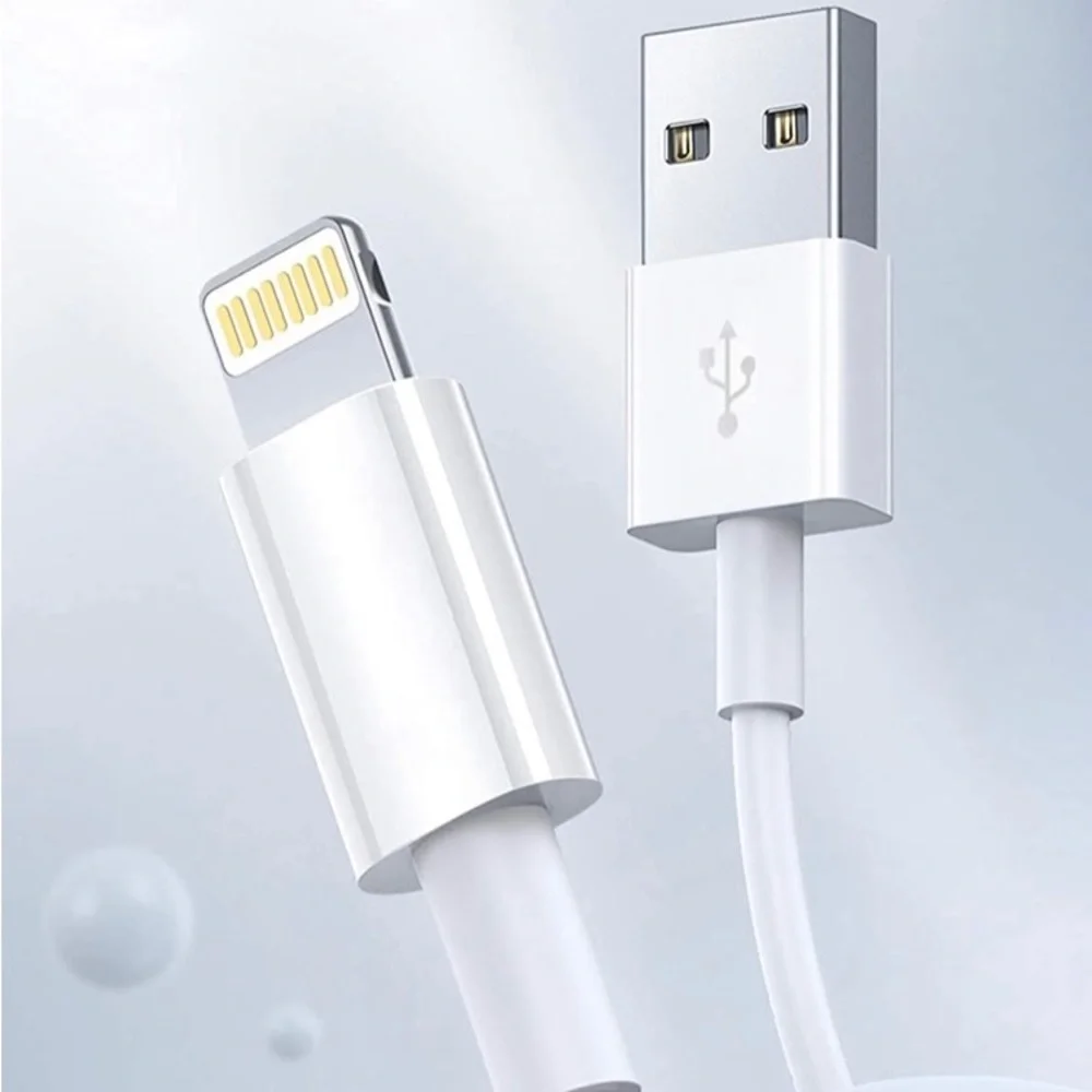 4 pcs / 2 CHARGER USB CABLE 3F & 6F + 2 USB-A cube / for iphone 11,12,13, 14,15